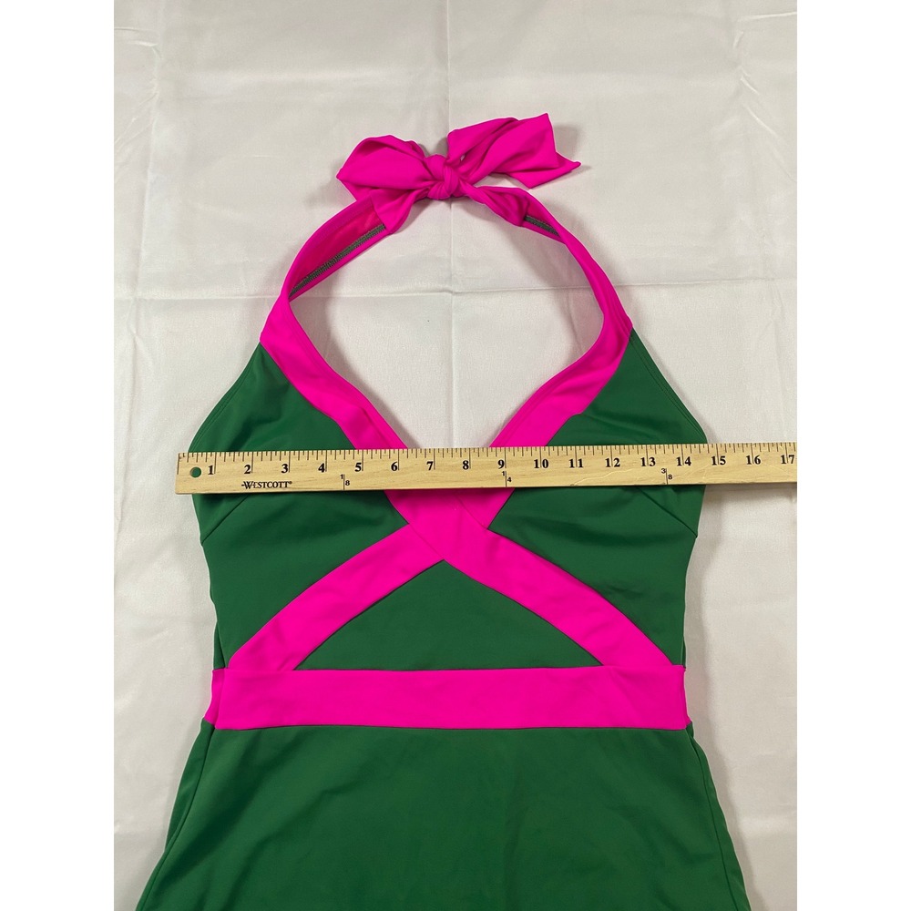 Boden Green Pink Kefalonia Colorblock Halter One Piece Swimsuit S0149 US 10R - Picture 4 of 9